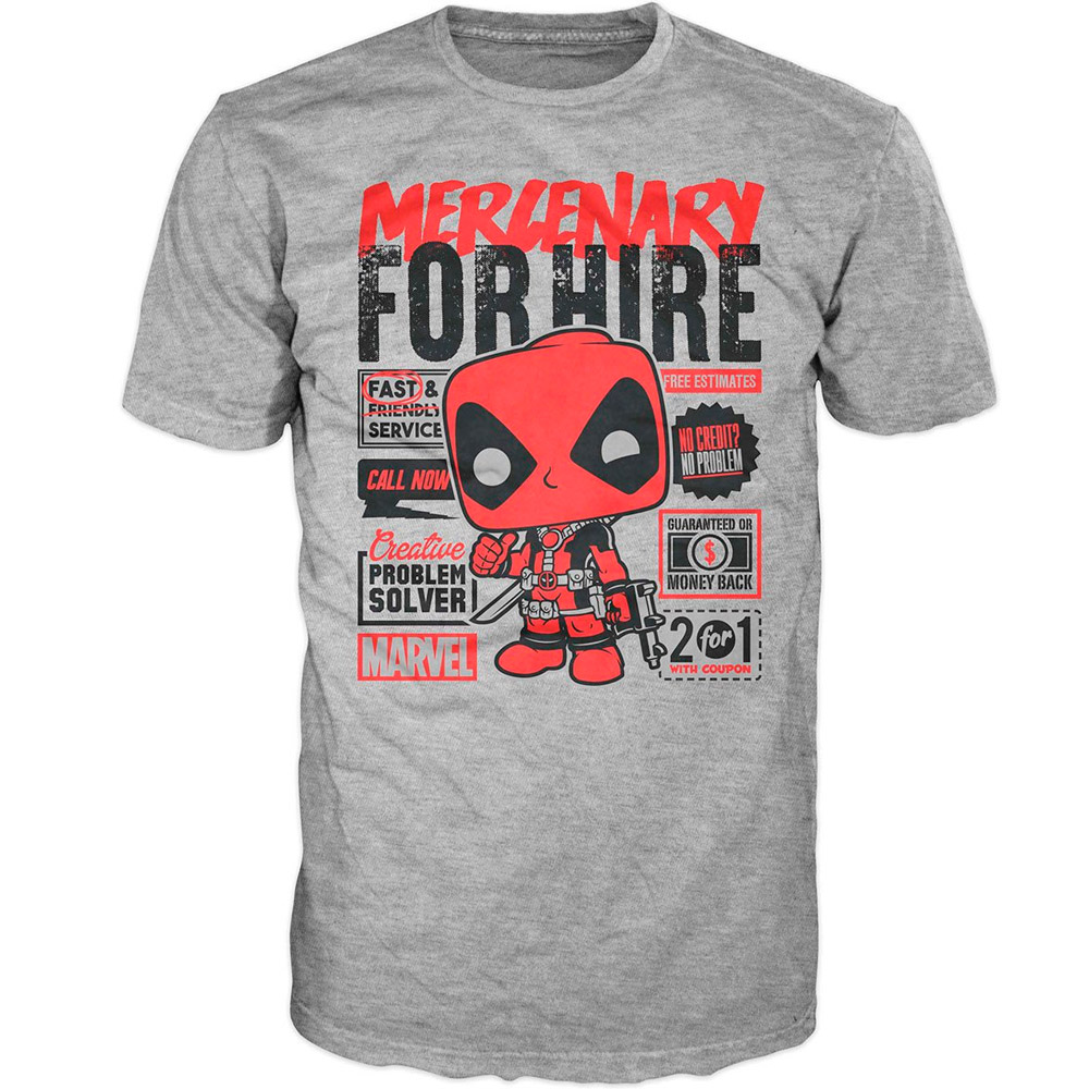 Camiseta Funko Pop Tees Marvel Deadpool For Hire Tamanho Gg