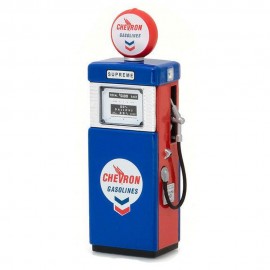 Greenlight Gas Pump Chevron Escala 1/18 - Azul Vermelho e Branco